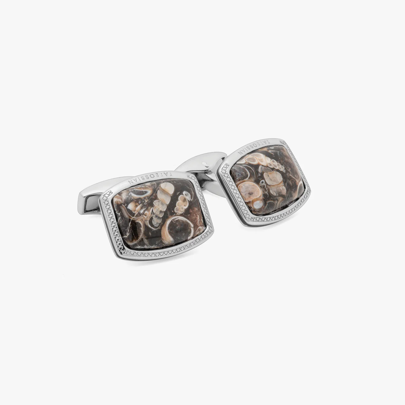 Turritella Agate Cufflinks In Sterling Silver