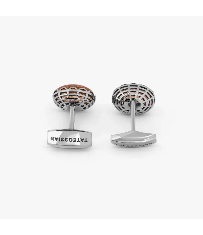 TATEOSSIAN Boutons de manchette en argent sterling plaqué rhodium en Quartz Rutilé Bronze