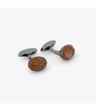 TATEOSSIAN Bronze Rutilated Quartz Cufflinks in Rhodium Plated Sterling Silver