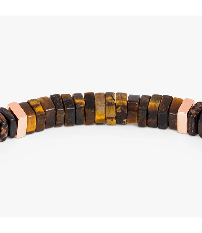 TATEOSSIAN Bracelet Legno en oeil de tigre, palmier et bois d'ébène avec argent sterling plaqué or rose