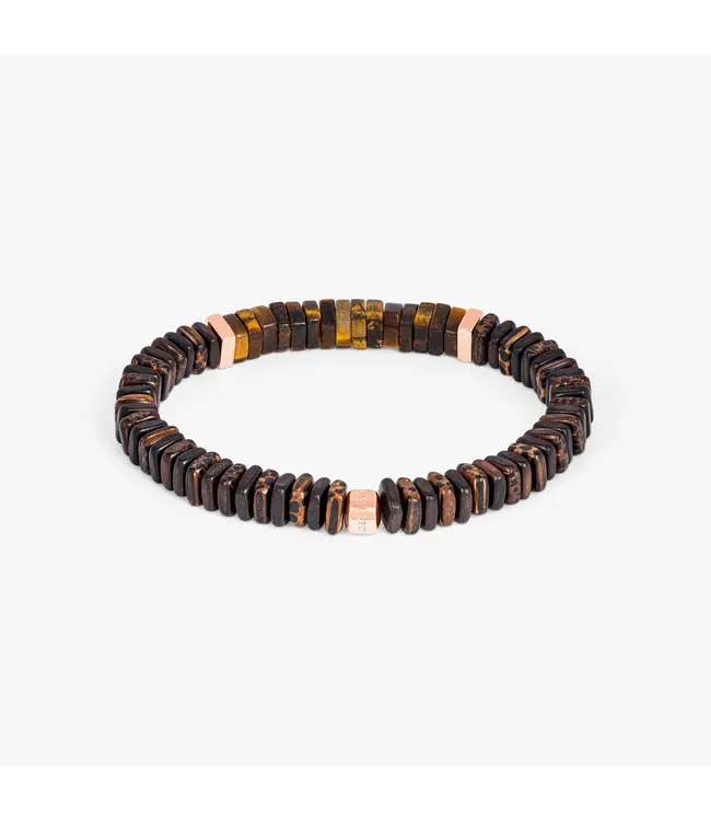 TATEOSSIAN Bracelet Legno en oeil de tigre, palmier et bois d'ébène avec argent sterling plaqué or rose