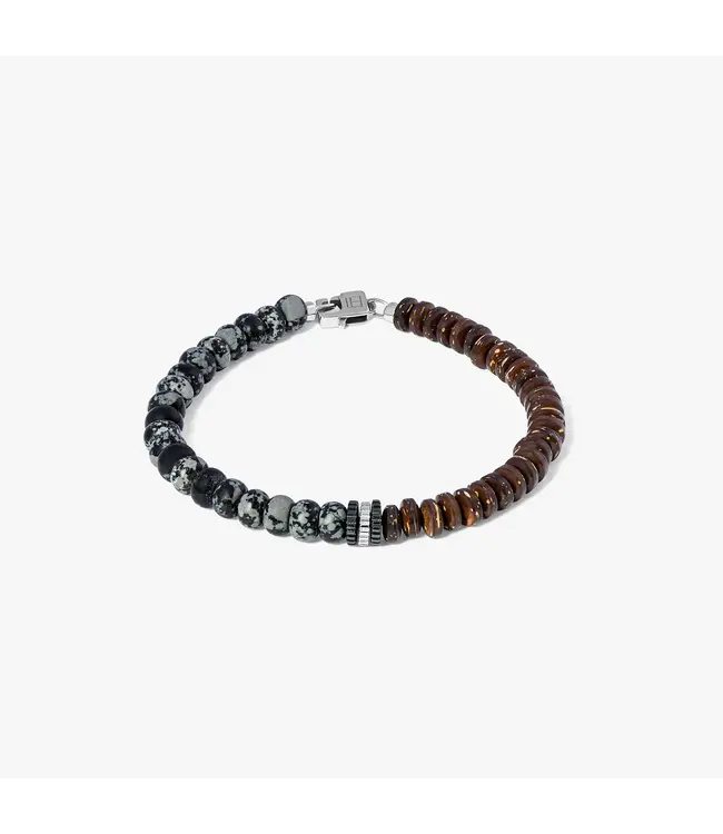 TATEOSSIAN Nepal Gear Trio Beaded Bracelet With Snowflake Obsidian & Coconut Wood