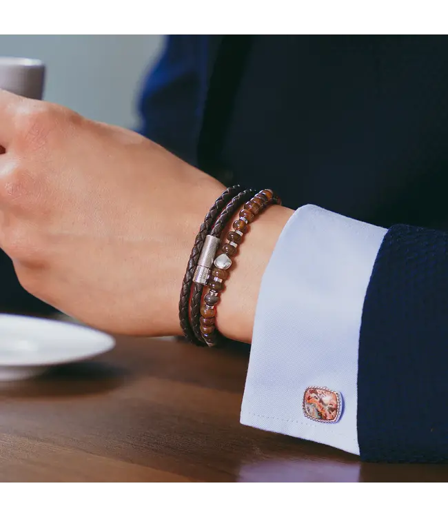 TATEOSSIAN Bracelet perlé pépite du Népal avec agate brune