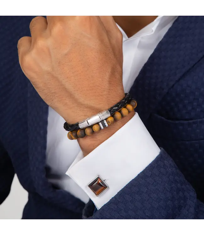 TATEOSSIAN Bracelet de perles Giza en Oeil de Tigre Marron