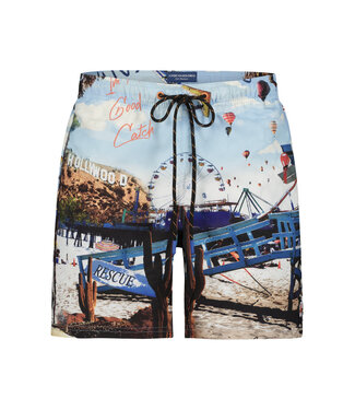 Swim Shorts with Beach Print