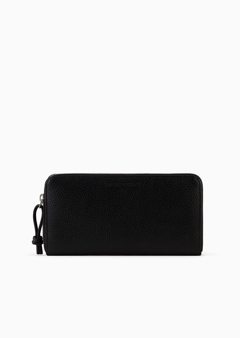 Tumbled Leather Wallet with Wrap-Around Zip