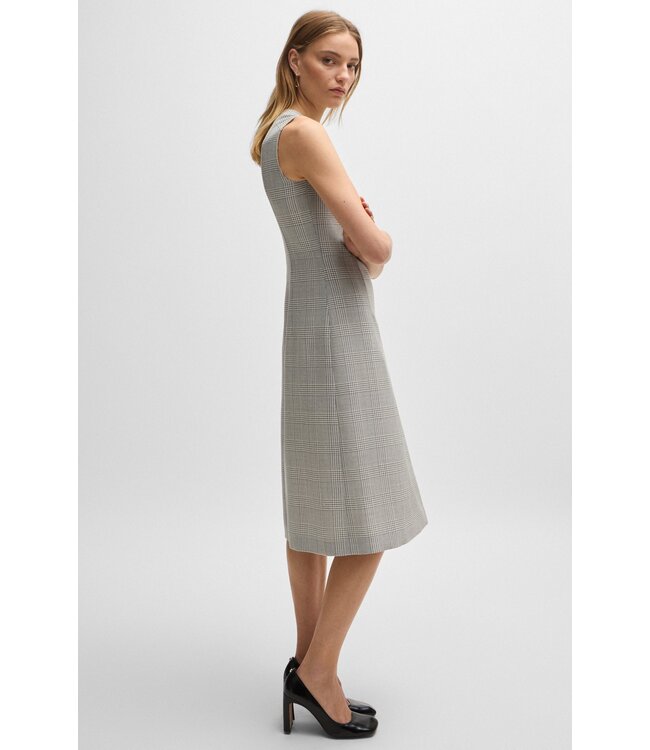 BOSS Robe en crêpe de laine vierge à carreaux