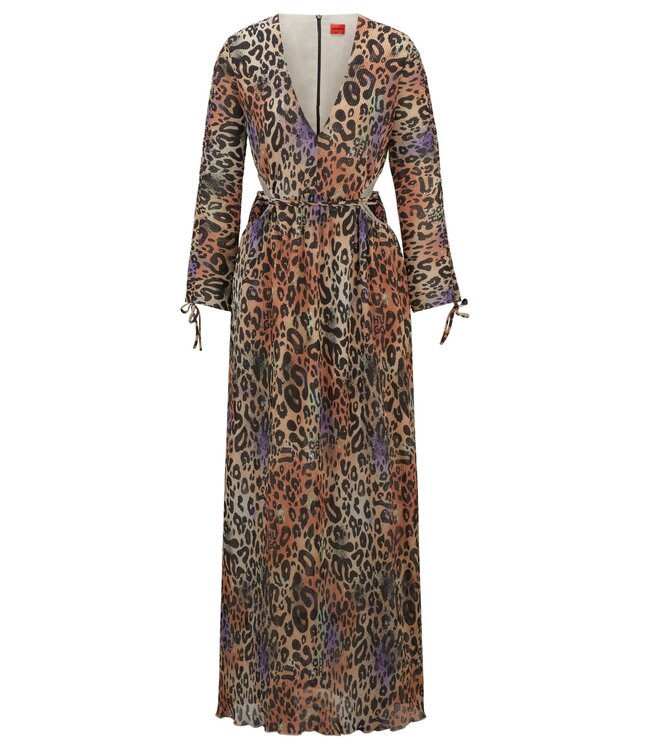 BOSS Robe plissée à imprimé animalier avec détails découpés