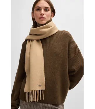 BOSS Italian-made scarf in wool twill