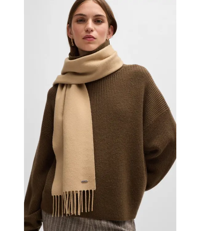 BOSS Italian-made scarf in wool twill