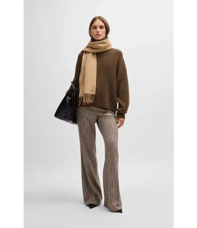 BOSS Italian-made scarf in wool twill