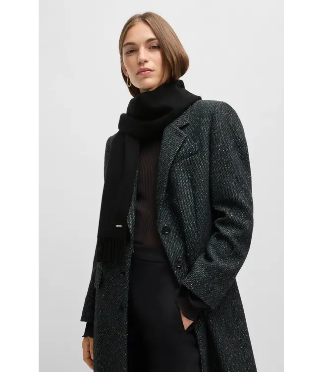 BOSS Italian-made scarf in wool twill