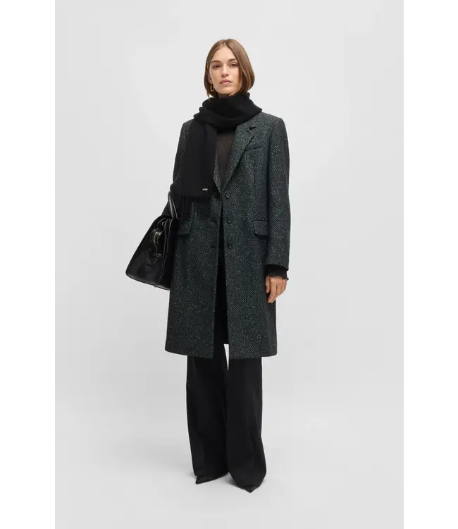 BOSS Italian-made scarf in wool twill