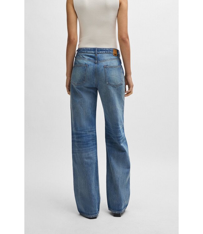BOSS Wide-leg jeans in blue rigid denim