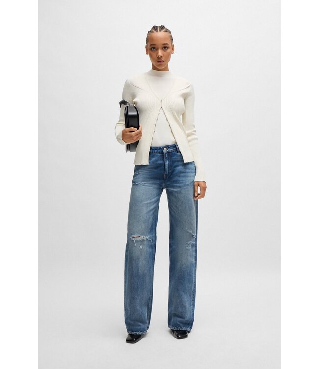 BOSS Wide-leg jeans in blue rigid denim