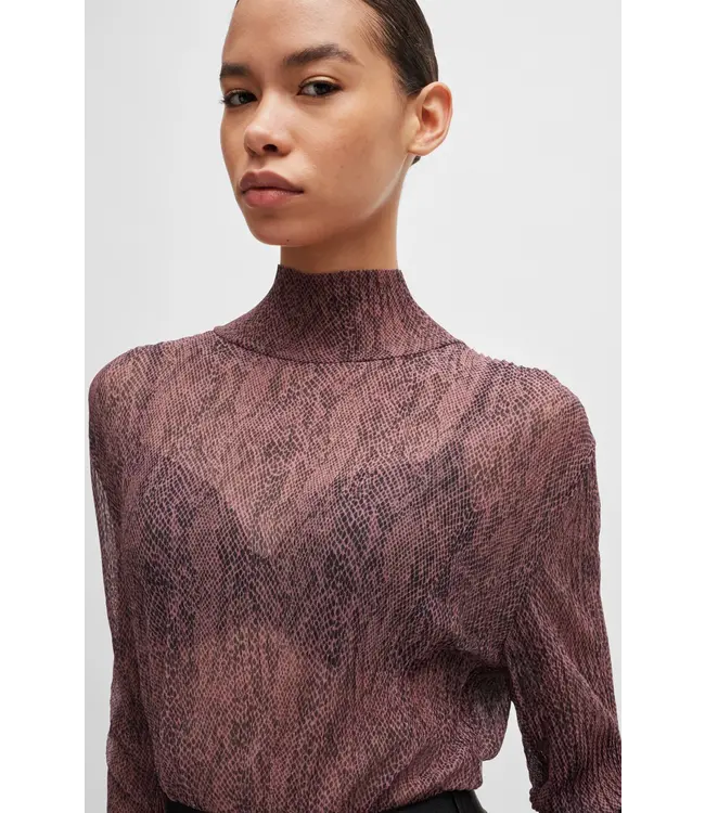BOSS Top à col haut en tulle plissé