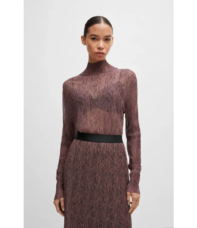 BOSS Top à col haut en tulle plissé