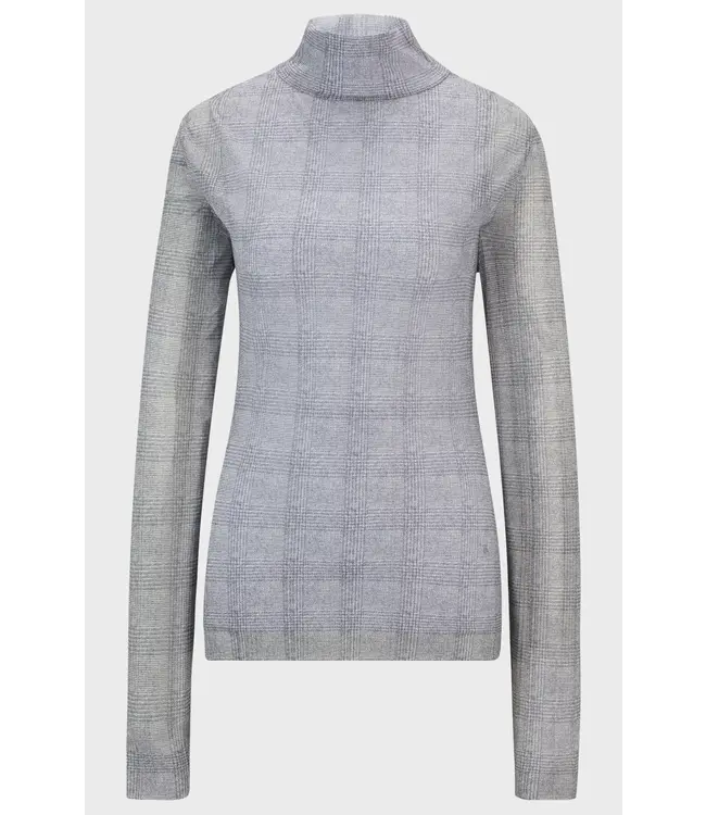 BOSS High-neck top in plissé tulle