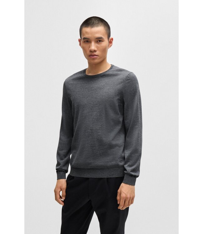 BOSS Pull slim en laine vierge avec encolure ras du cou