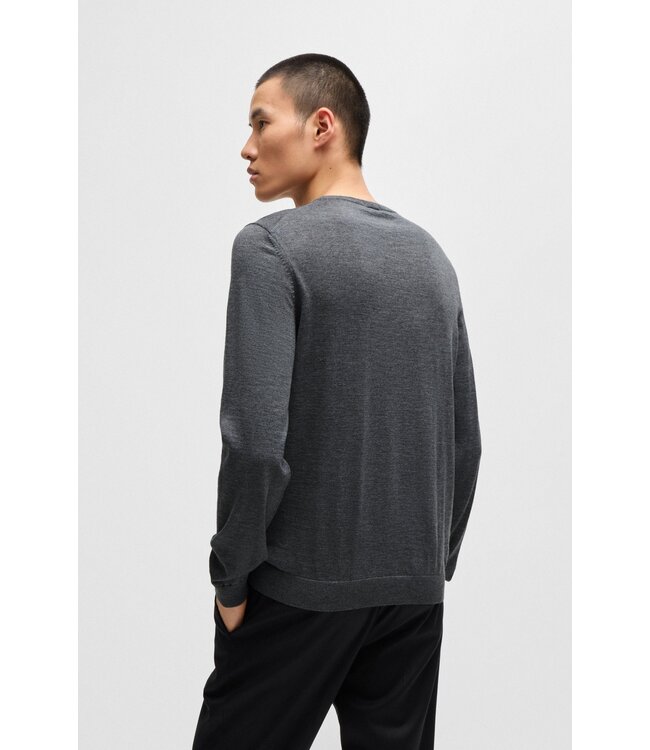 BOSS Slim-fit sweater in virgin wool with crew neckline