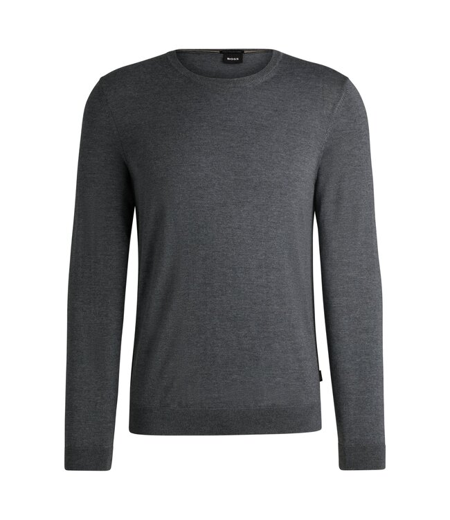 BOSS Pull slim en laine vierge avec encolure ras du cou