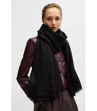 BOSS Wool-blend scarf with monogram jacquard