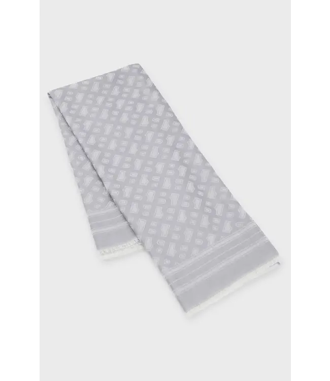 BOSS Wool-blend scarf with monogram jacquard