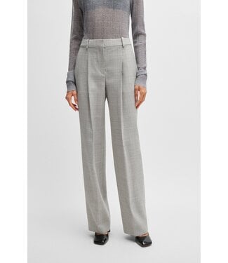 BOSS Straight-fit trousers in Glen-check virgin wool