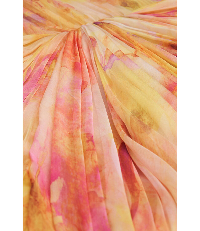 Theia Rian Twist Drape Pleated Gown