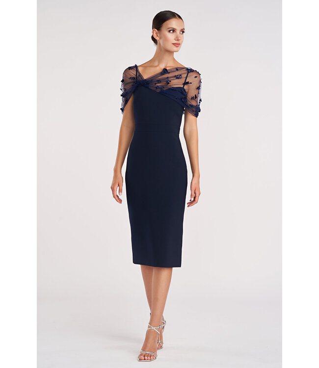 Theia Gia Beaded Shawl Dress