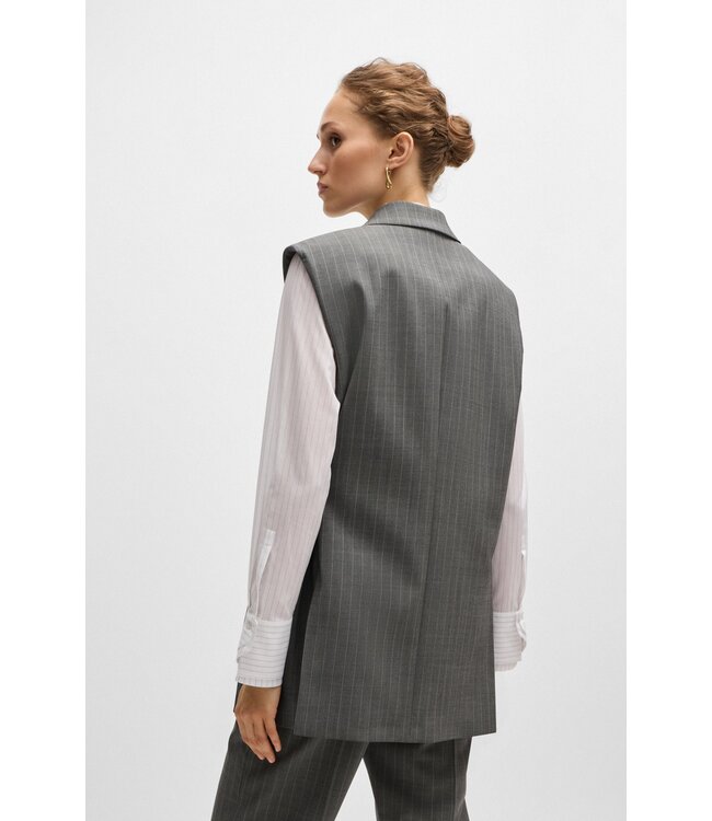 BOSS Longline double-breasted waistcoat in striped wool