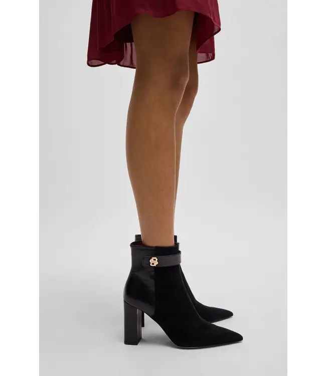 BOSS Block-heel ankle boots in suede and leather