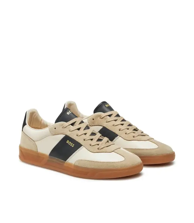 BOSS Low-top sneakers in leather and suede accent