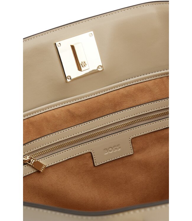 BOSS Leather shopper bag with signature hardware