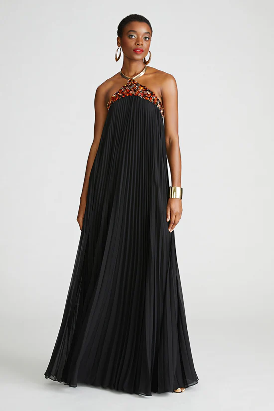Pleated chiffon gown sales