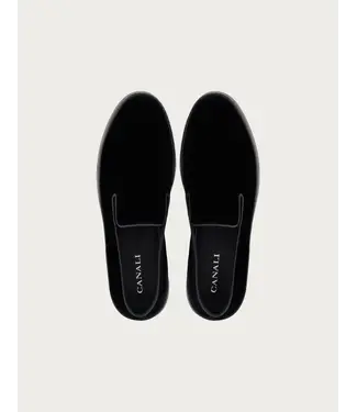 CANALI Velvet Slip-Ons with Black Leather Piping