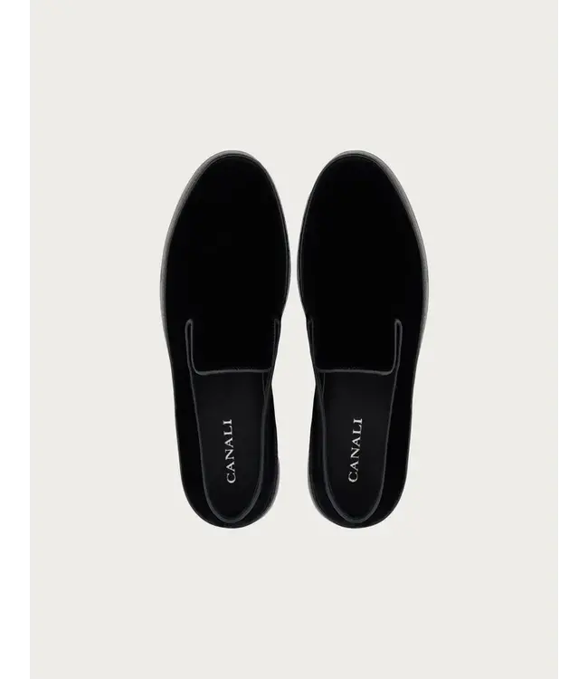 CANALI Velvet Slip-Ons with Black Leather Piping