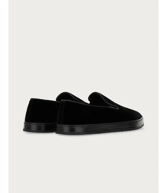 CANALI Velvet Slip-Ons with Black Leather Piping
