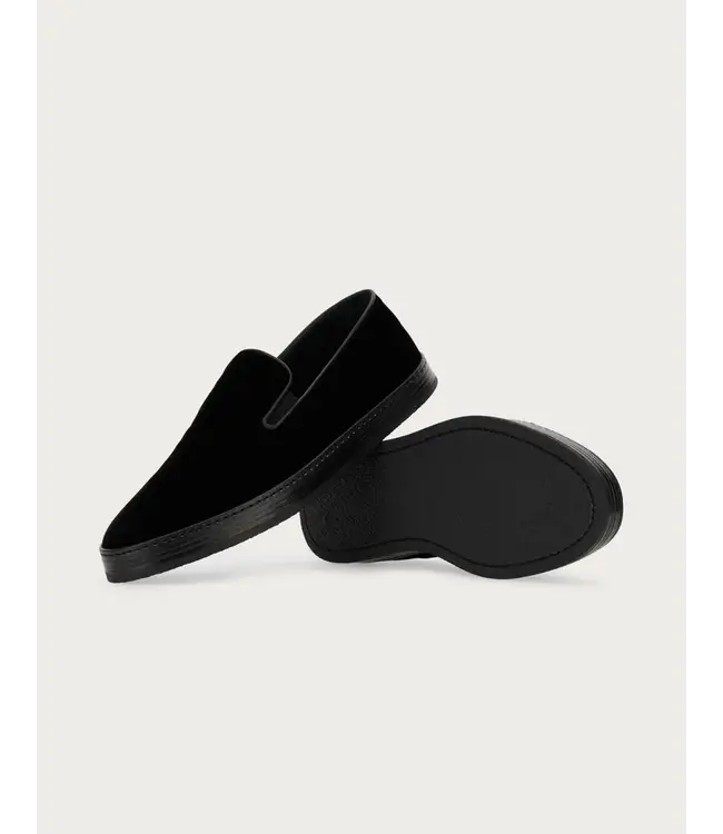 CANALI Velvet Slip-Ons with Black Leather Piping