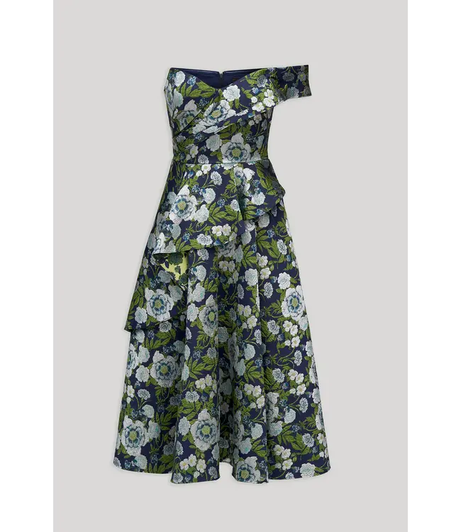 Theia Robe Tatum midi avec péplum