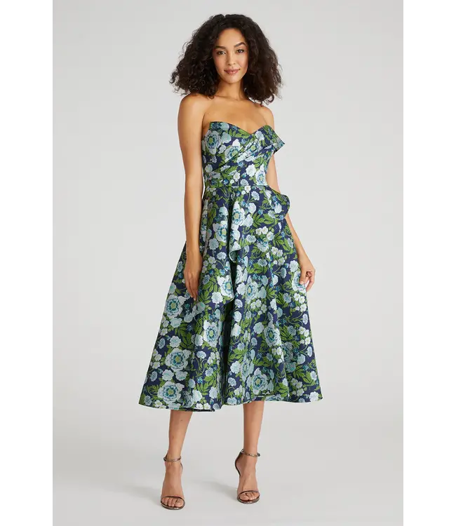 Theia Robe Tatum midi avec péplum