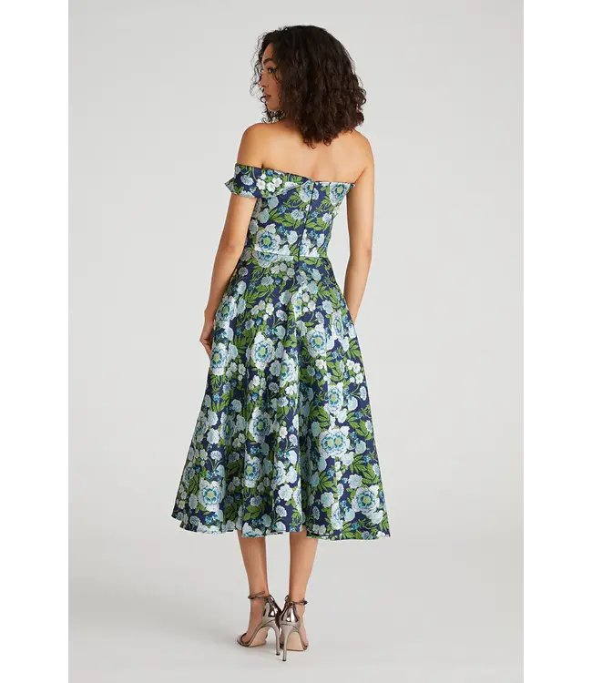 Theia Robe Tatum midi avec péplum