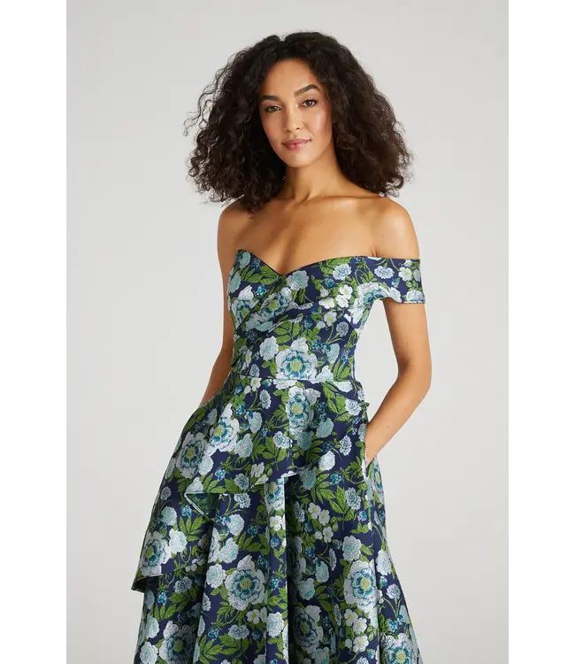 Theia Robe Tatum midi avec péplum