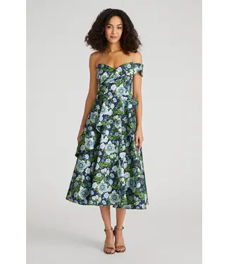 Theia Robe Tatum midi avec péplum