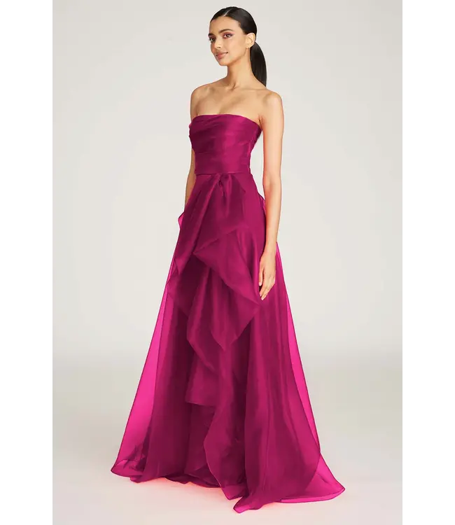 Theia Teresa Strapless Draped Gown