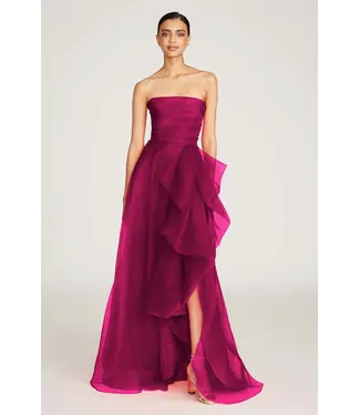 Theia Teresa Strapless Draped Gown