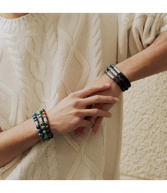 TATEOSSIAN Bracelet en cuir brun Maxi Pop Pelle en argent rhodié