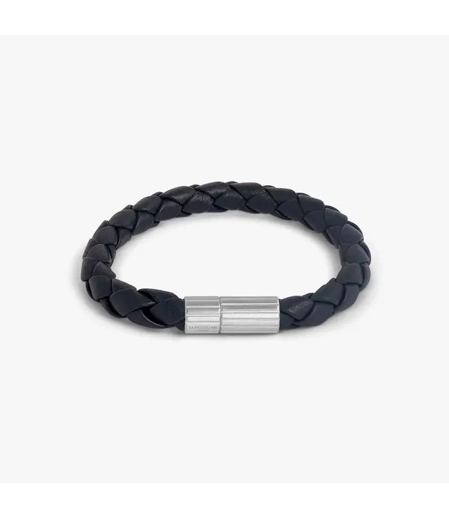 TATEOSSIAN Bracelet en cuir bleu marine Maxi Pop Pelle en argent rhodié