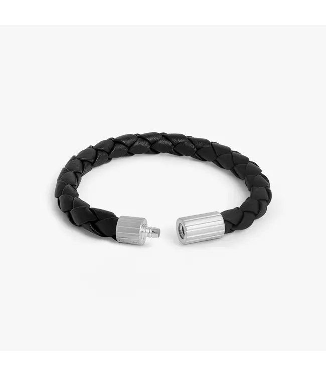 TATEOSSIAN Bracelet en cuir noir Maxi Pop Pelle en argent rhodié