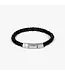 TATEOSSIAN Bracelet Click Pelle à chevrons en cuir noir et argent plaqué rhodium